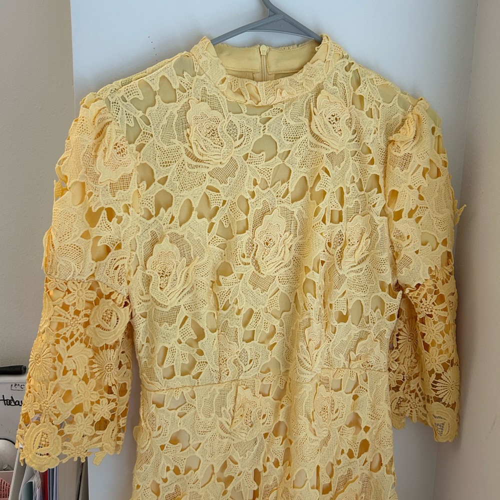 Butter Yellow Lace Floral Dress